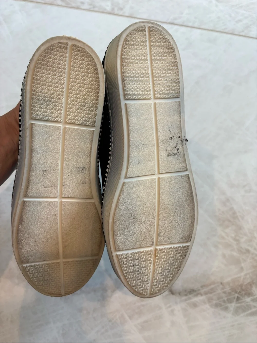 Stuart Weitzman Recovery Black Neoprene Slip On Sneaker Checkered Flat